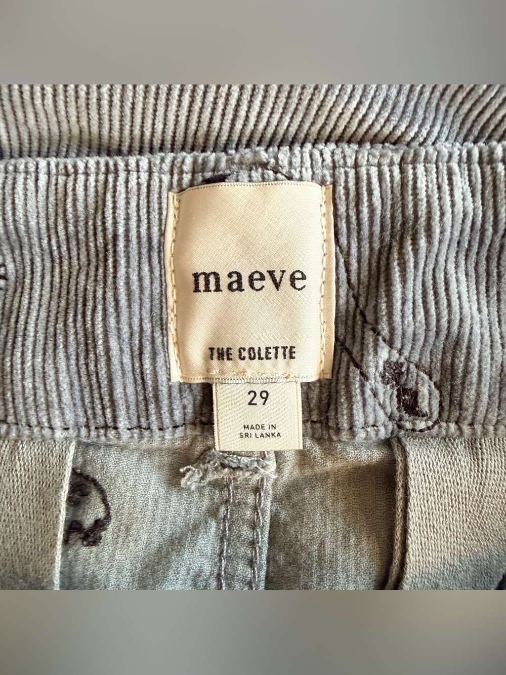 Maeve The Colette Cropped Wide Leg pants Embroidered Corduroy size 29 - Picture 10 of 11
